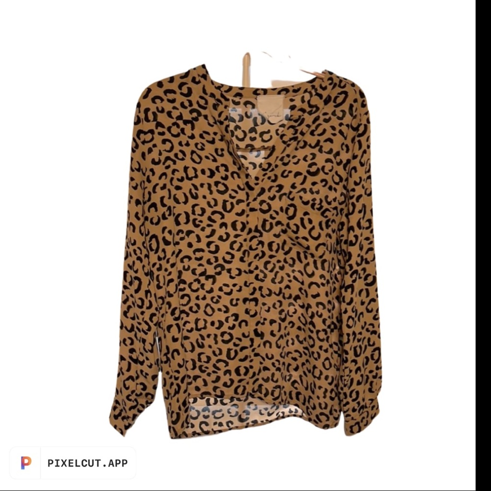 B.York Leopard button up top with front pocket